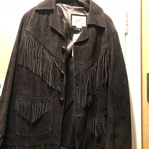Genuine leather suede western coat with fringe